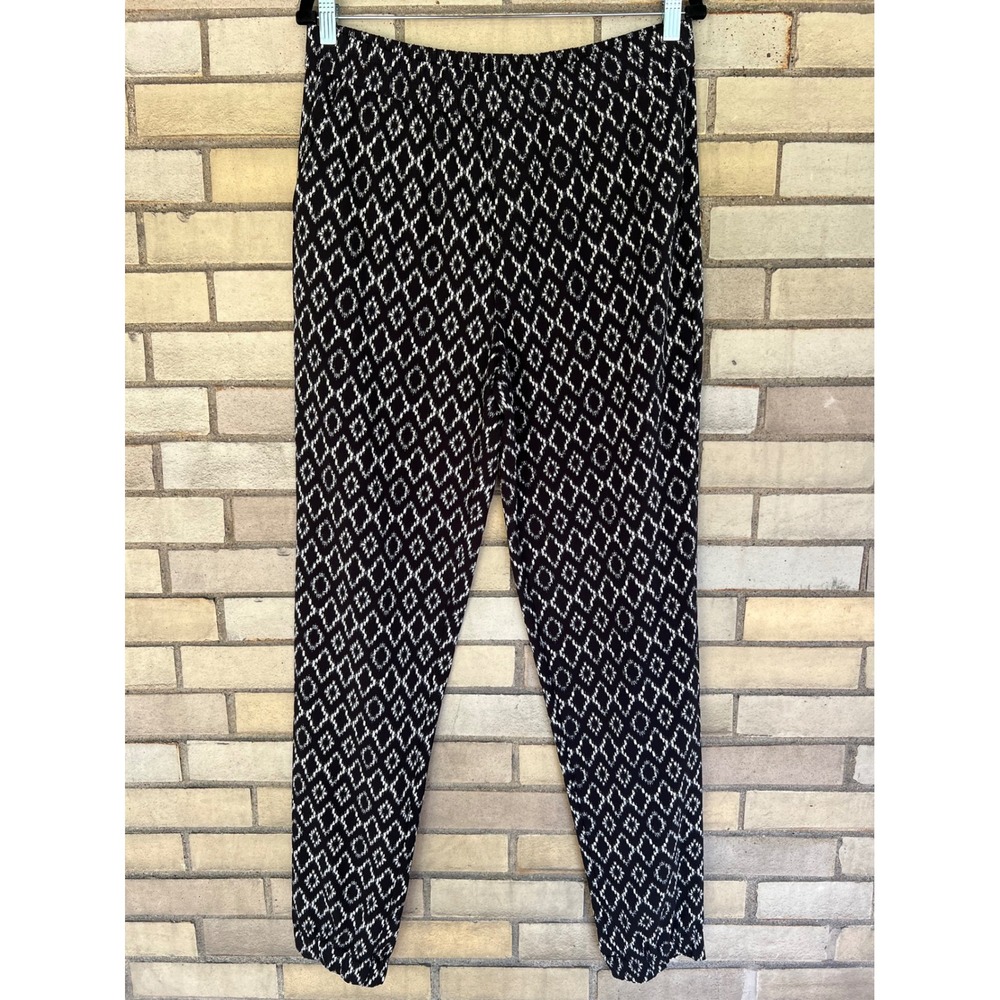 Banana Republic Black White Diamond Ikat Print Pants Size 10 Long Jogger Cuff